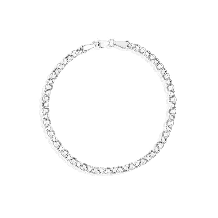14K Yellow White Gold 3.8mm Rolo Bracelet (Hollow) 7.25" - WJD Exclusives