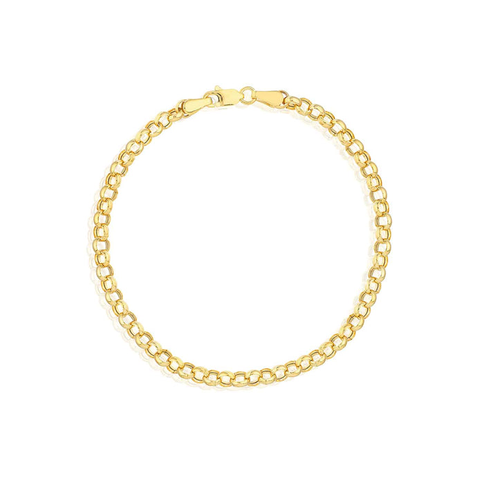 14K Yellow White Gold 3.8mm Rolo Bracelet (Hollow) 7.25" - WJD Exclusives