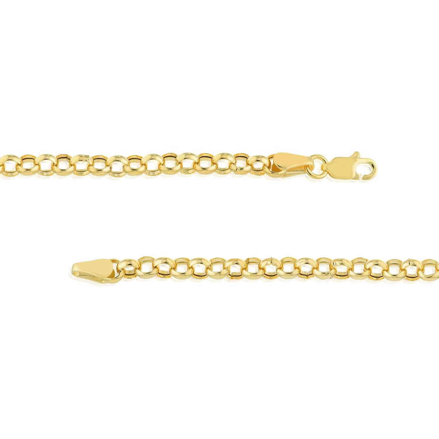 14K Real Gold Yellow White 3.8mm Rolo Bracelet 7.25"