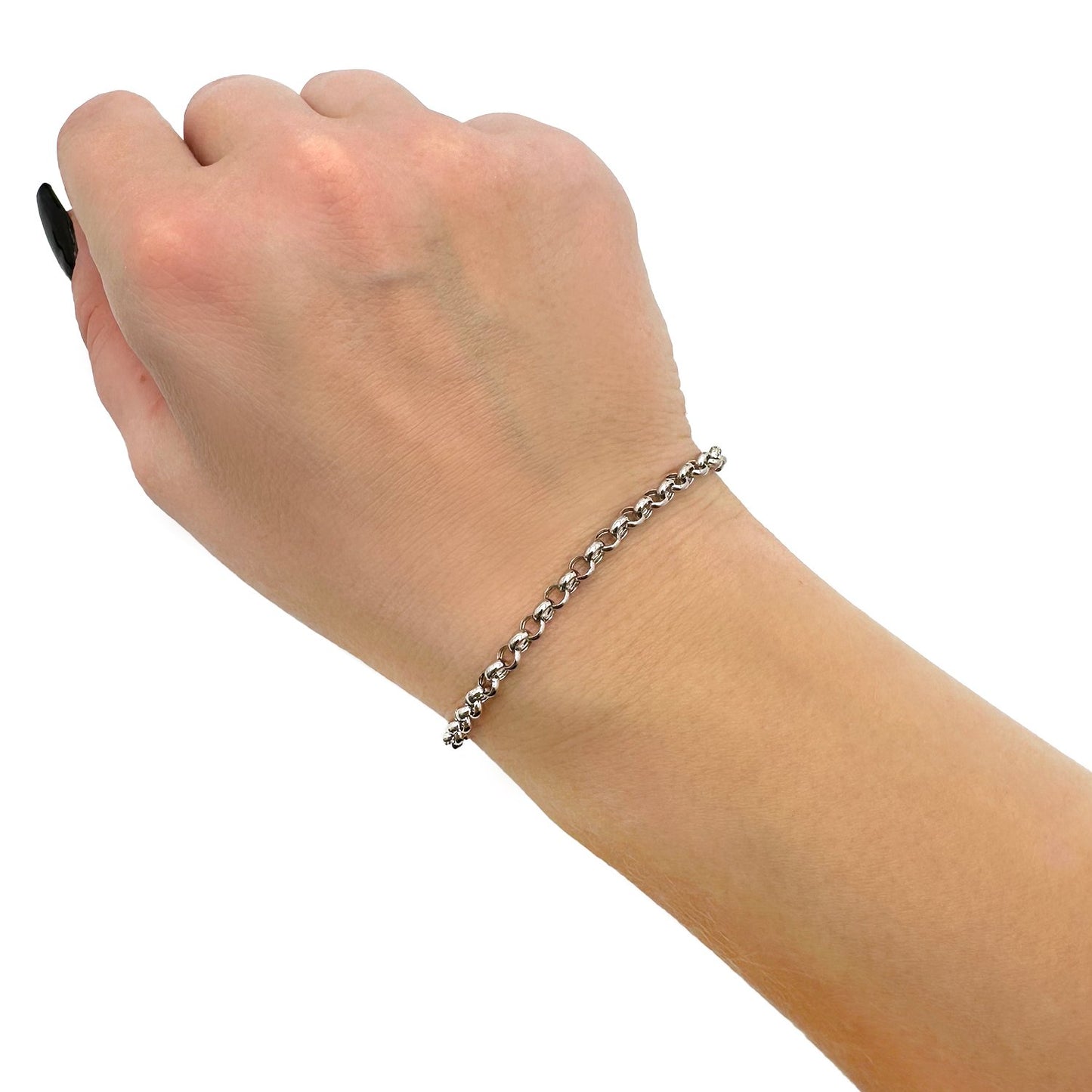 14K Real Gold Yellow White 3.8mm Rolo Bracelet 7.25"