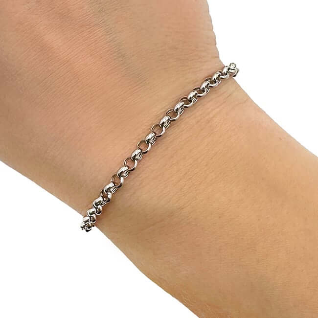 14K Yellow White Gold 3.8mm Rolo Bracelet (Hollow) 7.25" - WJD Exclusives