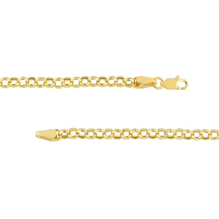14K Yellow Gold 3.7mm Rolo Anklet (Hollow) 10" - WJD Exclusives
