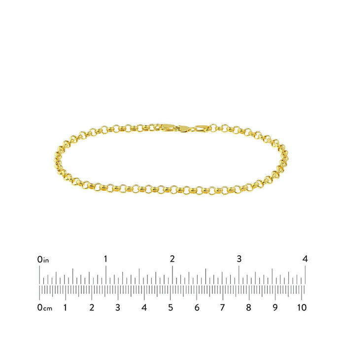 14K Yellow Gold 3.7mm Rolo Anklet (Hollow) 10" - WJD Exclusives