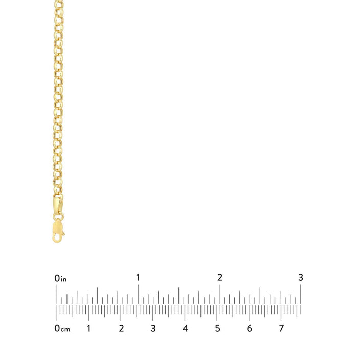 14K Yellow Gold 3.7mm Rolo Anklet (Hollow) 10" - WJD Exclusives