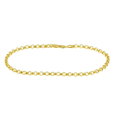 14K Yellow Gold 3.7mm Rolo Anklet (Hollow) 10" - WJD Exclusives