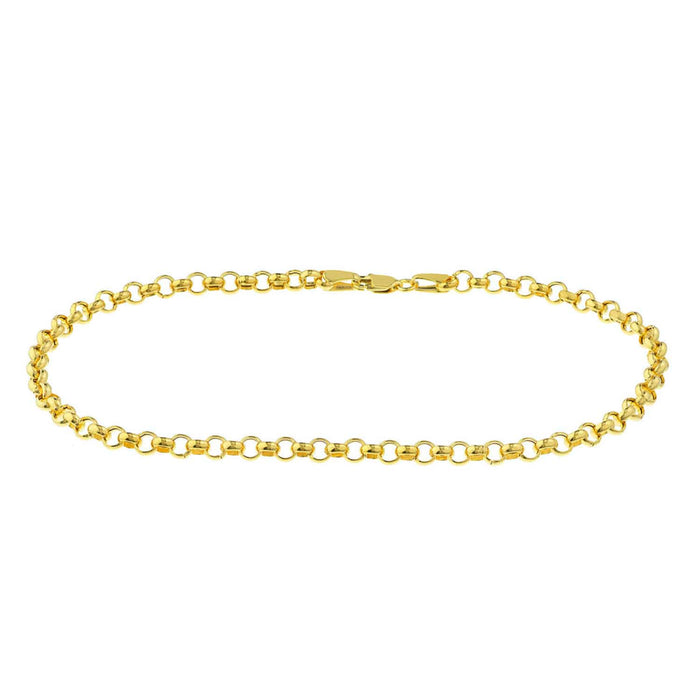 14K Yellow Gold 3.7mm Rolo Anklet (Hollow) 10" - WJD Exclusives