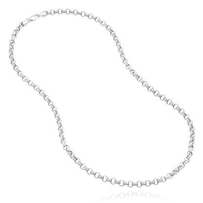 14K Real Gold Yellow White 4mm Rolo Chain Necklace 16"-24"