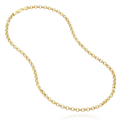 14K Real Gold Yellow White 4mm Rolo Chain Necklace 16"-24"