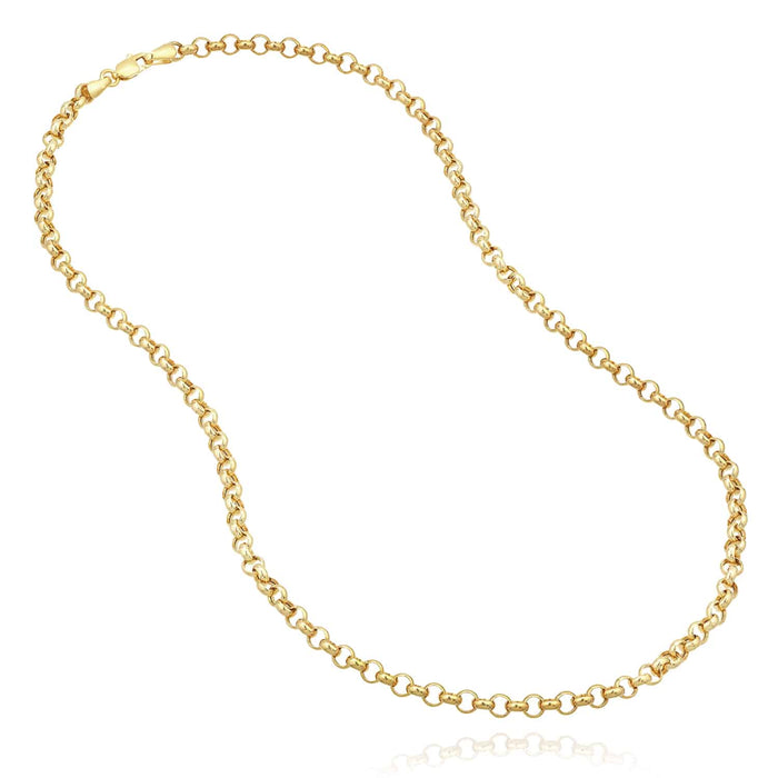 14K Yellow White Gold 4mm Rolo Chain (Hollow) 16" - 24" - WJD Exclusives