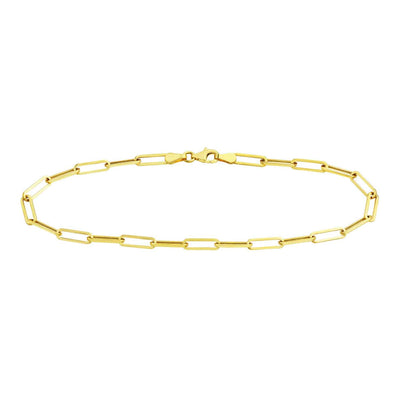14K Yellow Gold 4mm Paperclip Anklet (Hollow) 10" - WJD Exclusives