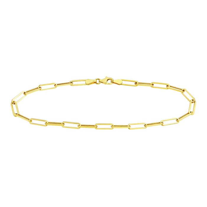 14K Yellow Gold 4mm Paperclip Anklet (Hollow) 10" - WJD Exclusives
