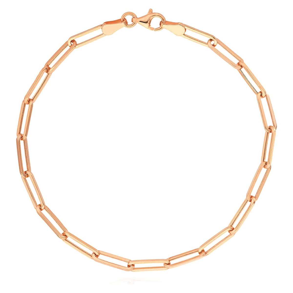 14K Yellow White Rose Gold 3.8mm Paperclip Bracelet (Hollow) 8" - WJD Exclusives