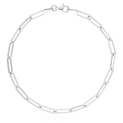 14K Yellow White Rose Gold 3.8mm Paperclip Bracelet (Hollow) 8" - WJD Exclusives