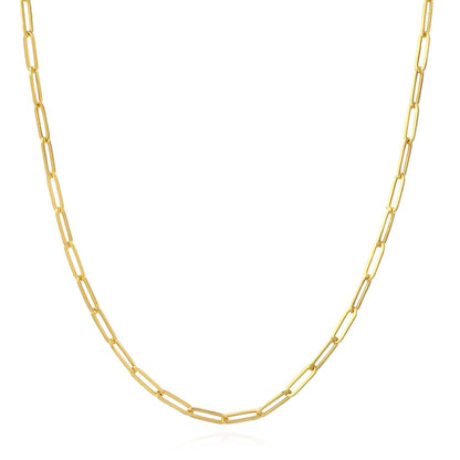 14K Real Gold Yellow White Rose 3.8mm Paperclip Chain Necklace 16"-30"