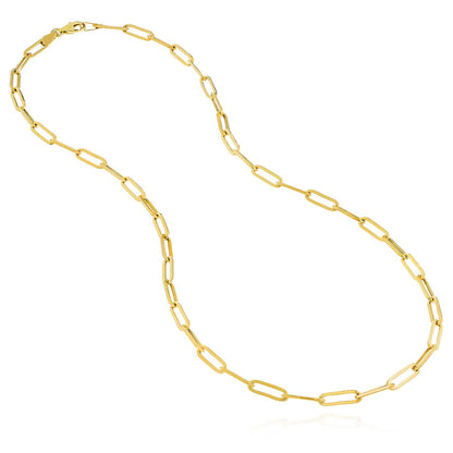 14K Real Gold Yellow White Rose 3.8mm Paperclip Chain Necklace 16"-30"