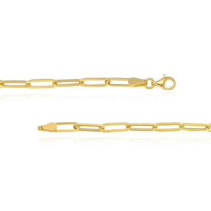 14K Real Gold Yellow White Rose 3.8mm Paperclip Chain Necklace 16"-30"
