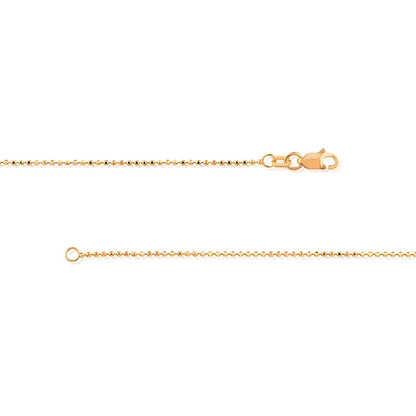14K Real Gold Yellow White Rose 1.15mm Diamond-Cut Ball Beaded Bracelet 7.25"