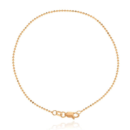14K Real Gold Yellow White Rose 1.15mm Diamond-Cut Ball Beaded Bracelet 7.25"