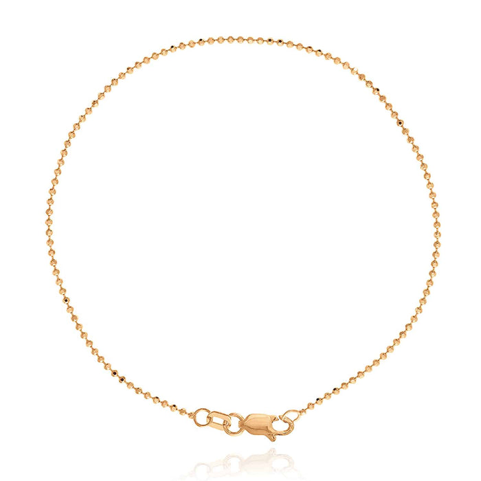 14K Yellow White Rose Gold 1.15mm Diamond - Cut Ball Beaded Bracelet (Hollow) 7.25" - WJD Exclusives
