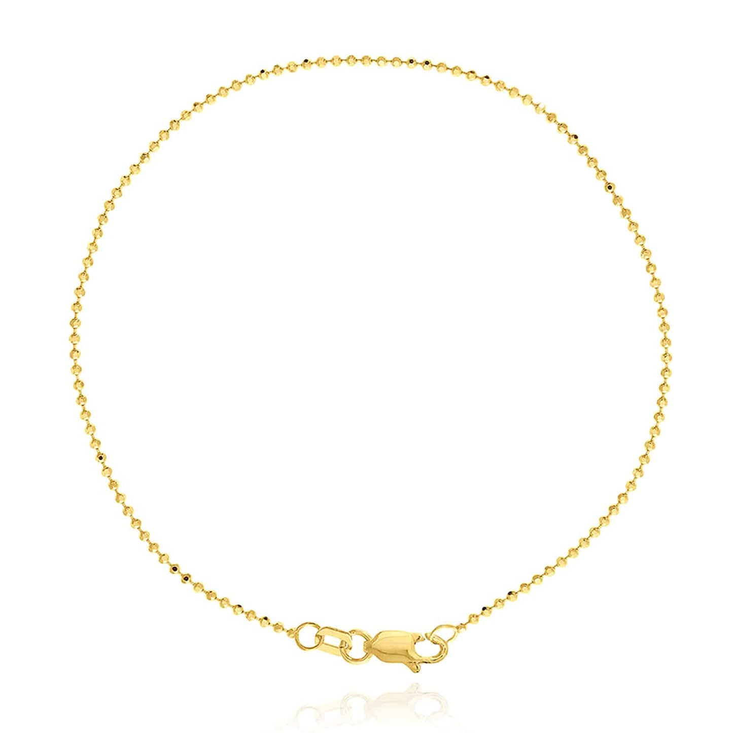14K Real Gold Yellow White Rose 1.15mm Diamond-Cut Ball Beaded Bracelet 7.25"