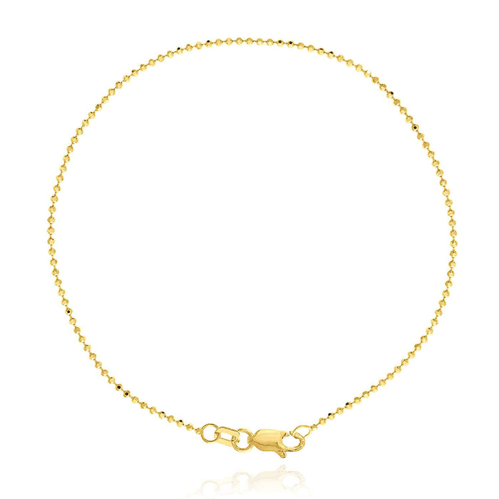 14K Yellow White Rose Gold 1.15mm Diamond - Cut Ball Beaded Bracelet (Hollow) 7.25" - WJD Exclusives