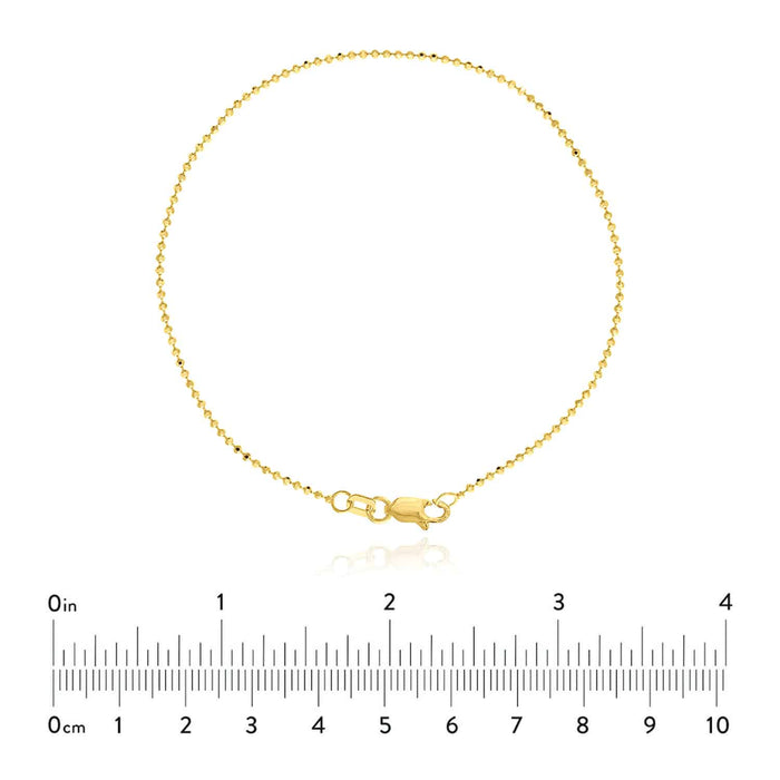 14K Yellow White Rose Gold 1.15mm Diamond - Cut Ball Beaded Bracelet (Hollow) 7.25" - WJD Exclusives