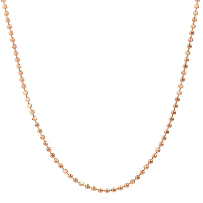14K Real Gold White Rose 1.15mm Diamond-Cut Ball Bead Chain Necklace 16"-20"