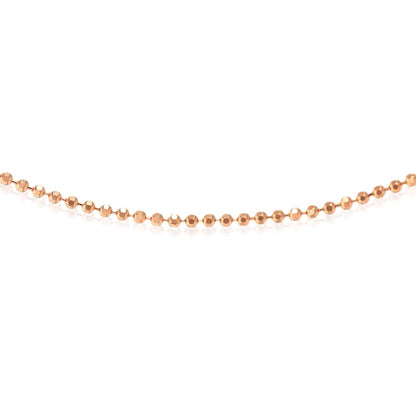14K Real Gold White Rose 1.15mm Diamond-Cut Ball Bead Chain Necklace 16"-20"
