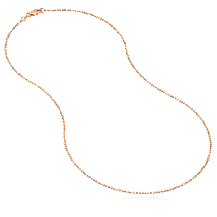 14K White Rose Gold 1.15mm Diamond - Cut Ball Bead Chain (Hollow) 16" - 20" - WJD Exclusives