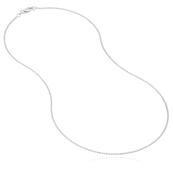 14K White Rose Gold 1.15mm Diamond - Cut Ball Bead Chain (Hollow) 16" - 20" - WJD Exclusives