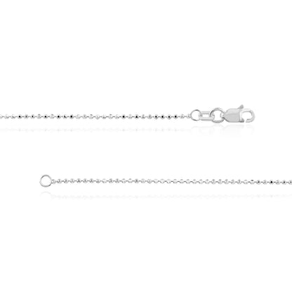 14K Real Gold White Rose 1.15mm Diamond-Cut Ball Bead Chain Necklace 16"-20"