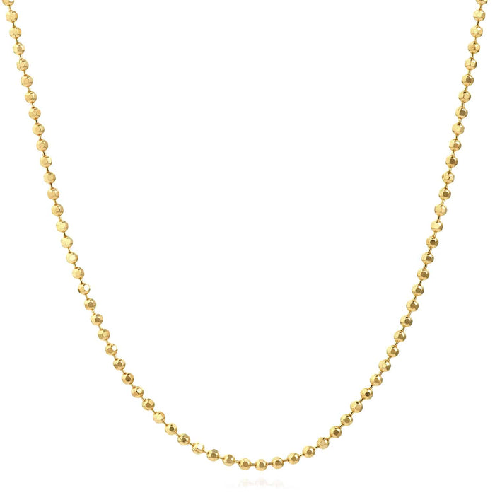 14K White Rose Gold 1.15mm Diamond - Cut Ball Bead Chain (Hollow) 16" - 20" - WJD Exclusives