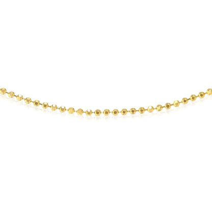 14K Real Gold White Rose 1.15mm Diamond-Cut Ball Bead Chain Necklace 16"-20"