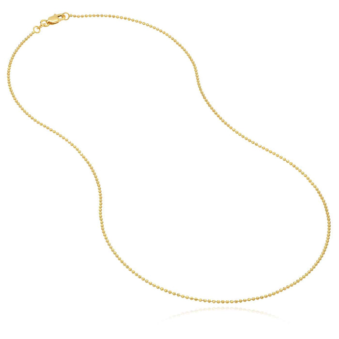 14K White Rose Gold 1.15mm Diamond - Cut Ball Bead Chain (Hollow) 16" - 20" - WJD Exclusives