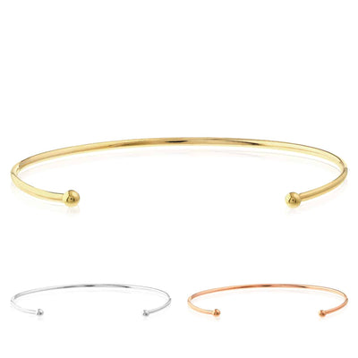 14K Yellow White Rose Gold 3mm Bangle Bracelet (Solid Links) - WJD Exclusives