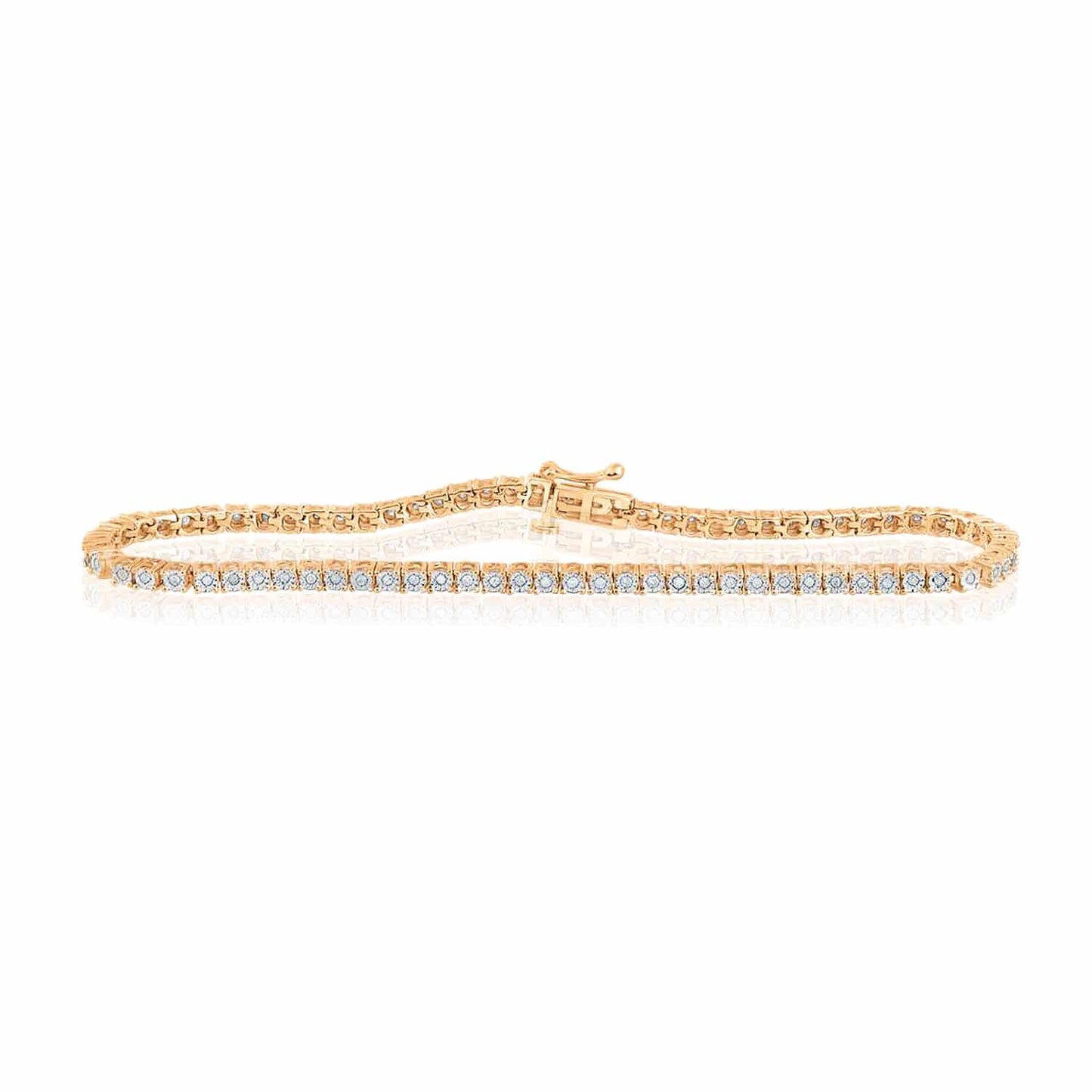 0.42CTW Real Diamond 3mm Sterling Silver Tennis Bracelet 7"