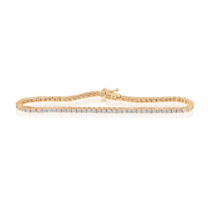 0.42CTW Real Diamond 3mm Sterling Silver Tennis Bracelet 7"