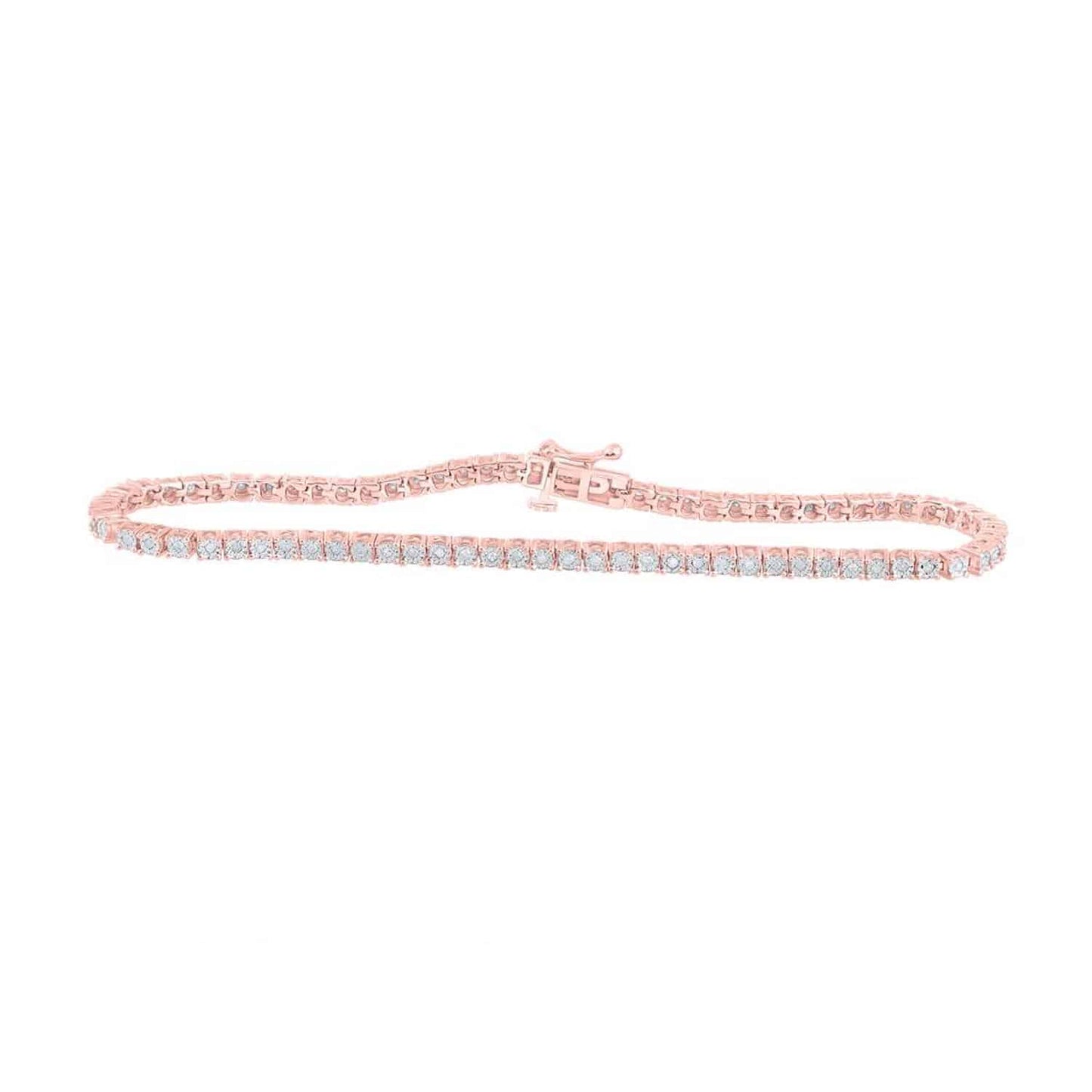 0.42CTW Real Diamond 3mm Sterling Silver Tennis Bracelet 7"