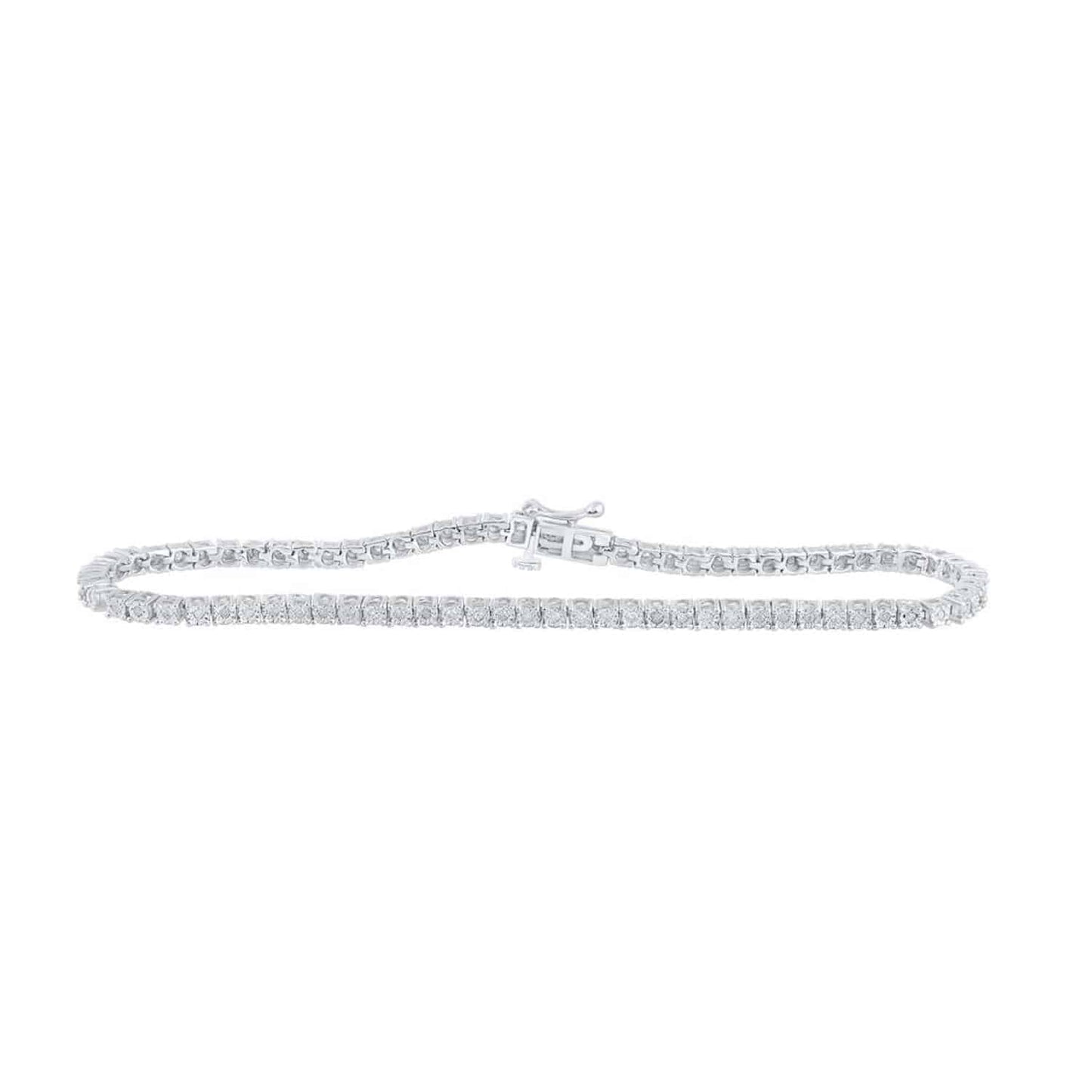 0.42CTW Real Diamond 3mm Sterling Silver Tennis Bracelet 7"