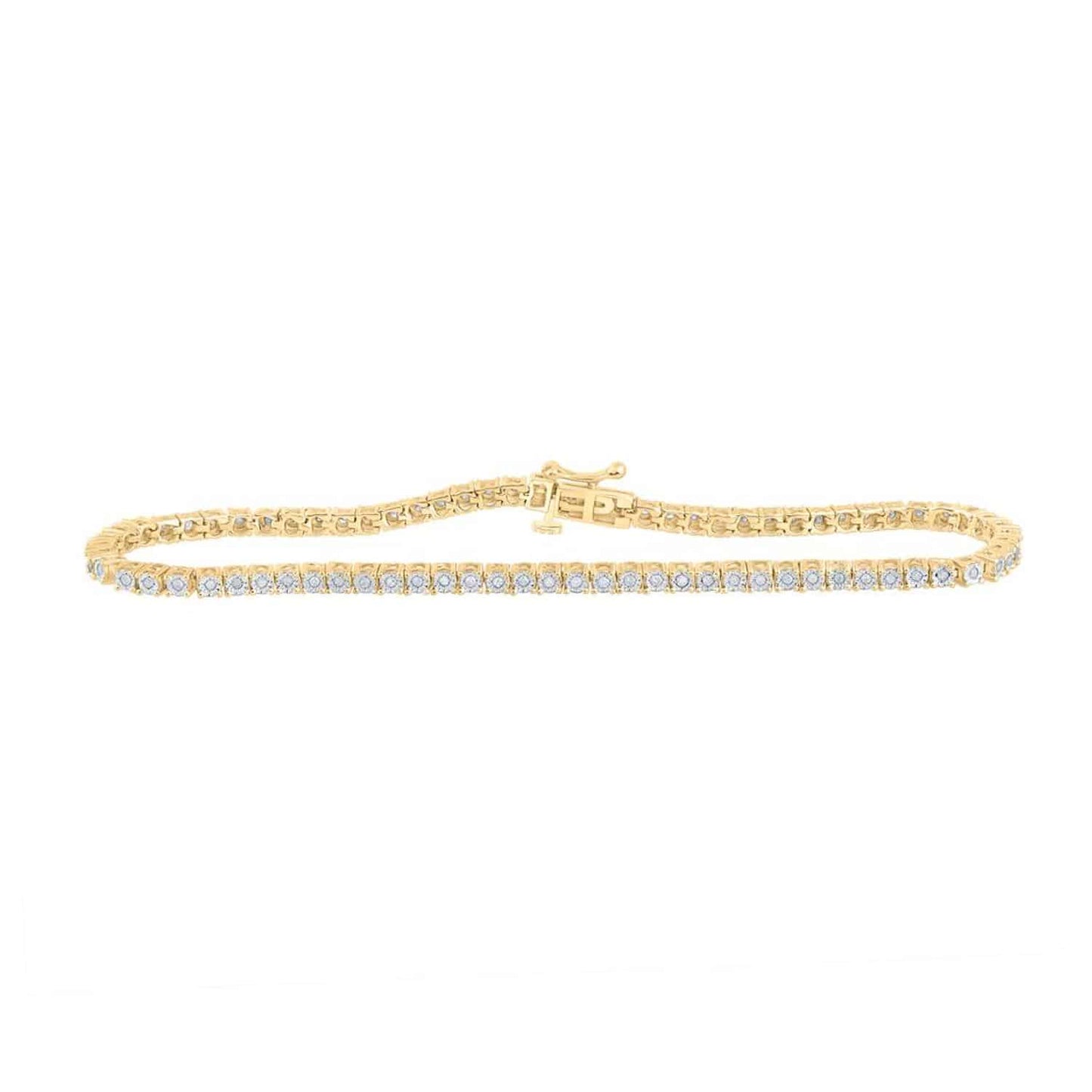 0.42CTW Real Diamond 3mm Sterling Silver Tennis Bracelet 7"