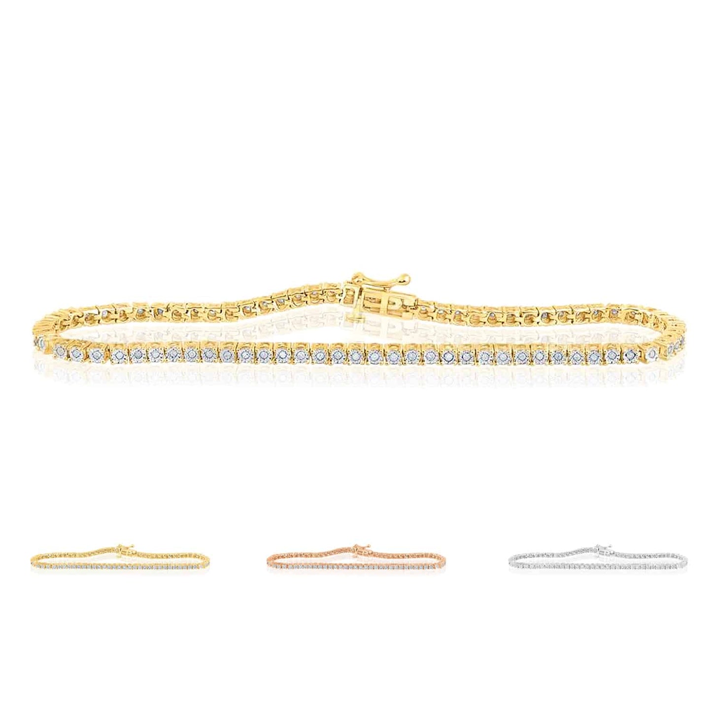 0.42CTW Real Diamond 3mm Sterling Silver Tennis Bracelet 7"