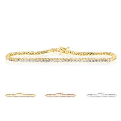 0.42CTW Natural Diamond 3mm Sterling Silver Tennis Bracelet 7" - WJD Exclusives