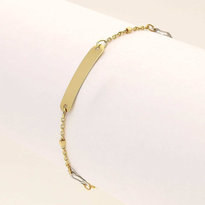 Kids 14K Gold Flower Cable Baby ID Bracelet (Solid Links) 4.5"-5.25" Adjustable
