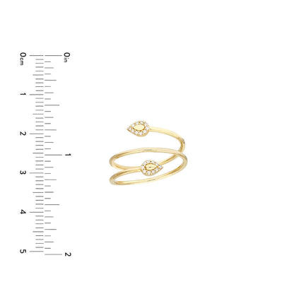 0.10CTW Real Diamond 14K Real Gold Snake Head Bypass Cocktail Ring