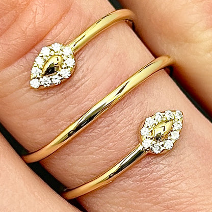 0.10CTW Real Diamond 14K Real Gold Snake Head Bypass Cocktail Ring