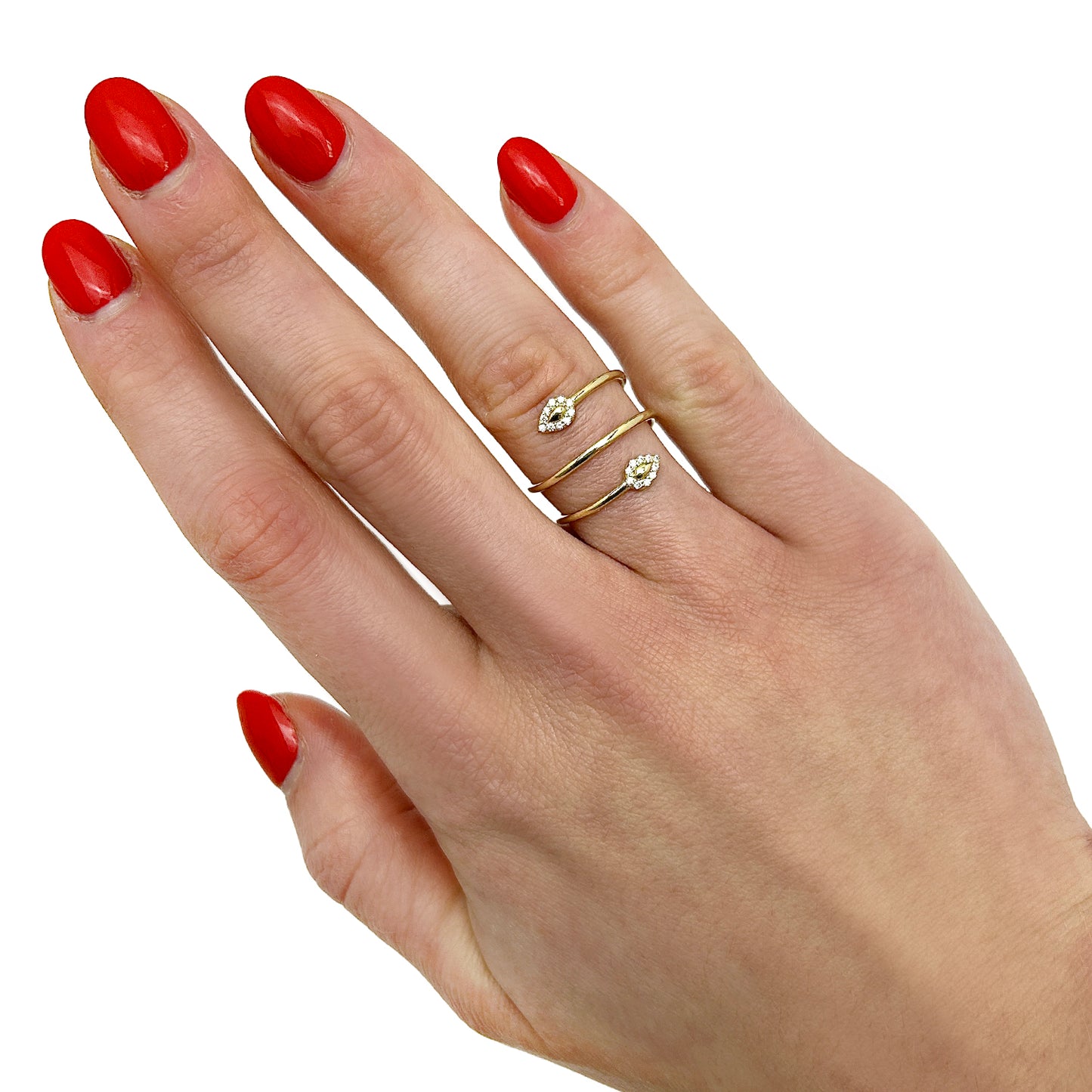 0.10CTW Real Diamond 14K Real Gold Snake Head Bypass Cocktail Ring