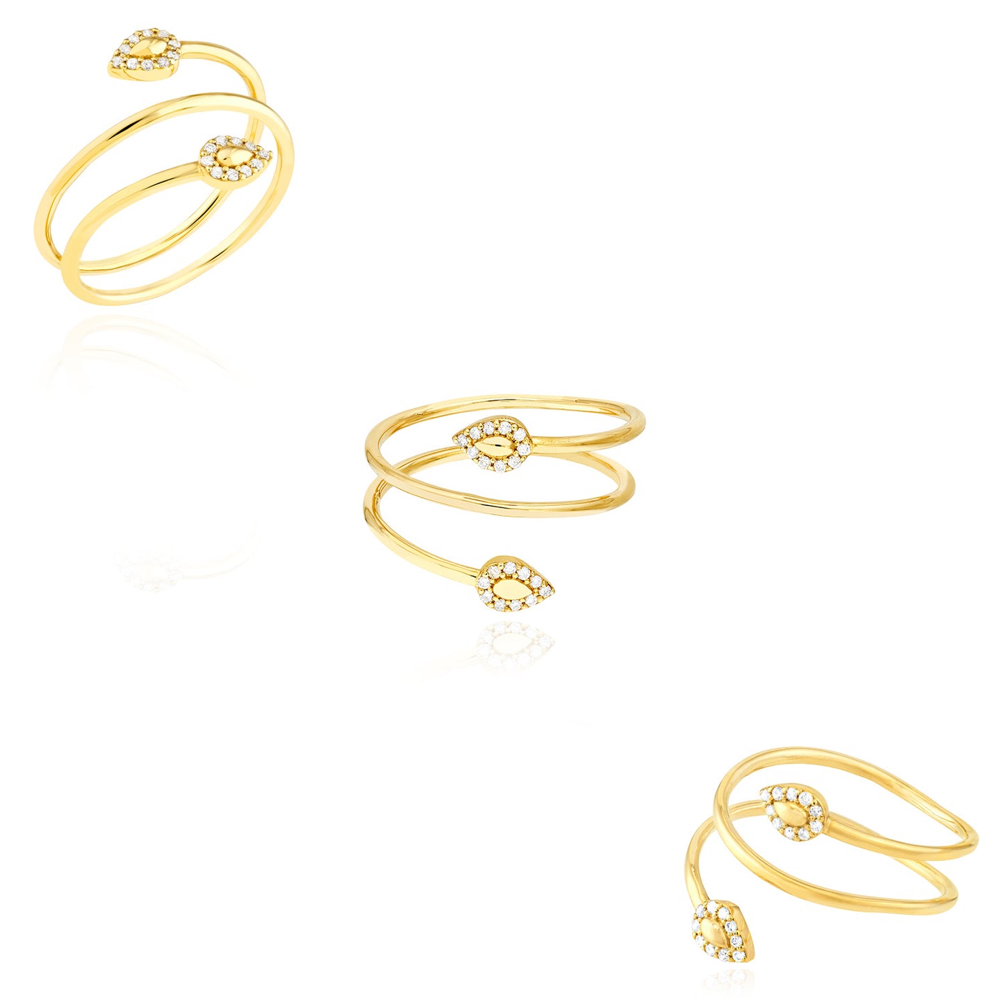 0.10CTW Natural Diamond 14K Gold Snake Head Bypass Cocktail Ring