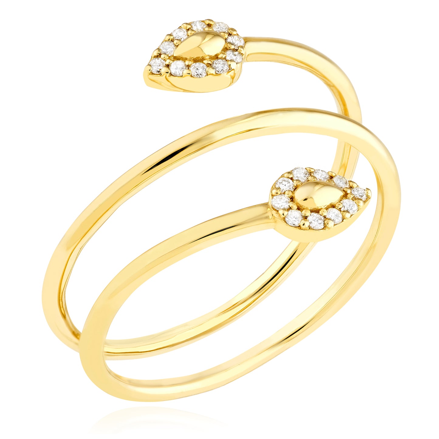 0.10CTW Natural Diamond 14K Gold Snake Head Bypass Cocktail Ring