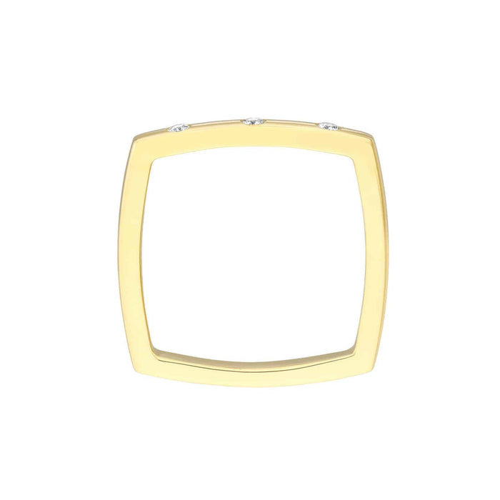 0.08CTW Natural Diamond 14K Gold Bold Square Band Ring - WJD Exclusives