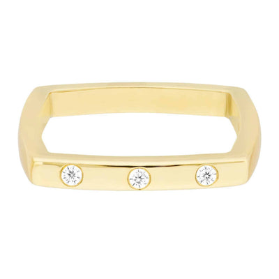 0.08CTW Natural Diamond 14K Gold Bold Square Band Ring - WJD Exclusives